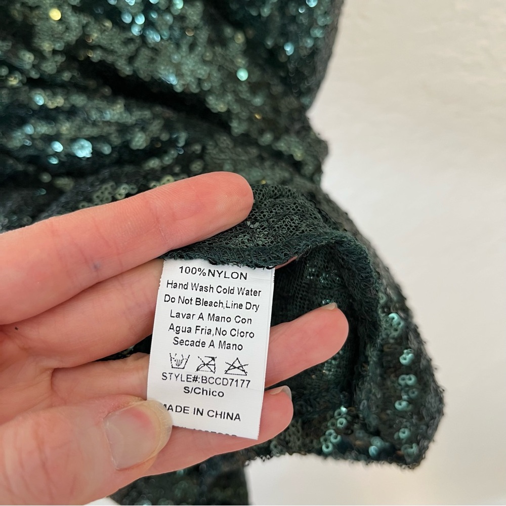 Banjul Dress Emerald Green Sequin Cutout Sides Small S - Picture 10 of 11